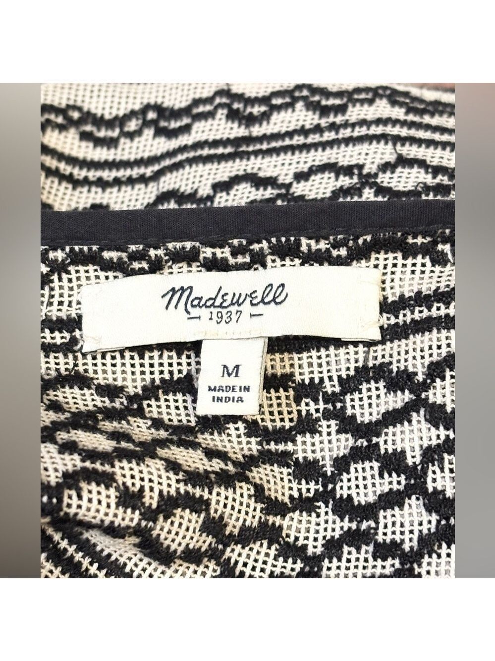 Madewell Tidal Wave Pullover Sweater Embroidered Jacquard Black Cream Top Medium - Picture 11 of 14